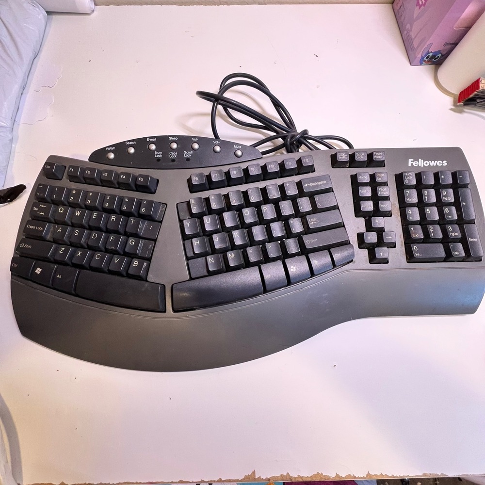 Fellowes KB-0158 Ergonomic Split Keyboard PS/2 Gray Multimedia Keys